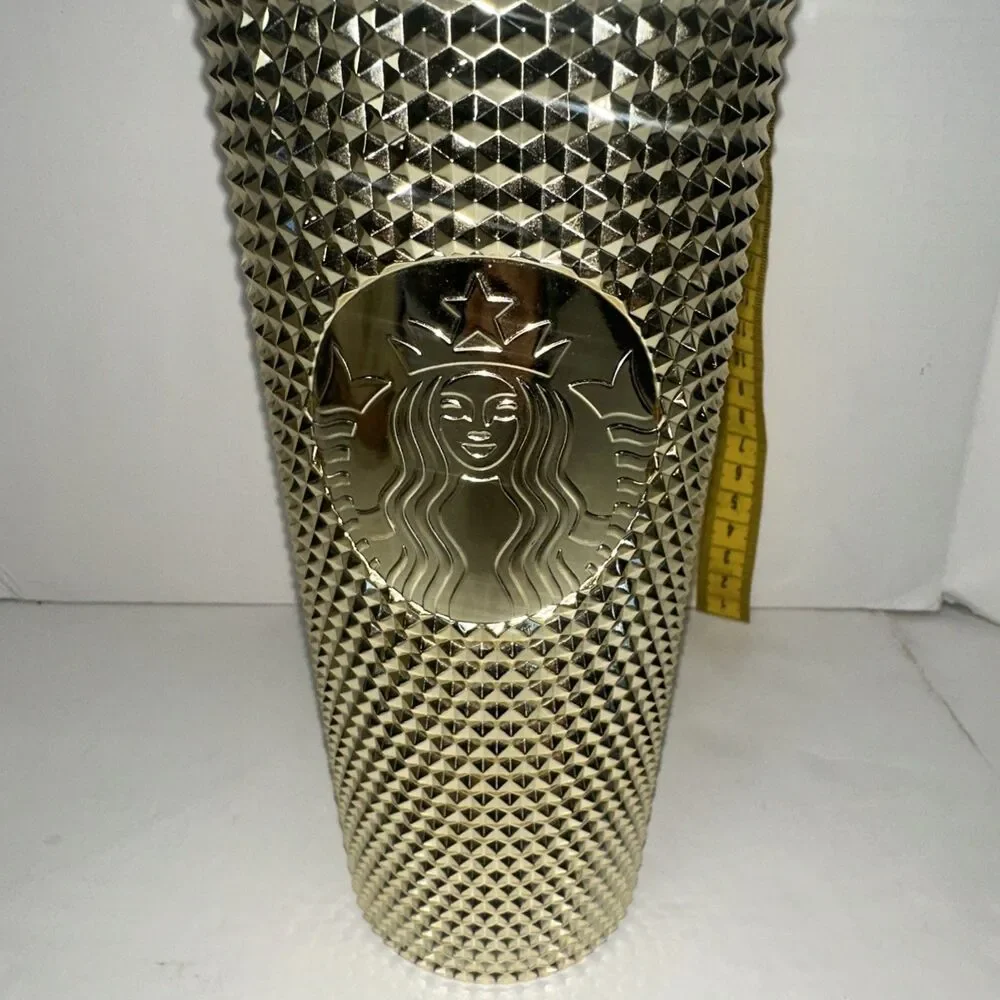 Starbucks 24 oz Venti Cold Cup Gold Studded Tumbler Holiday 2022